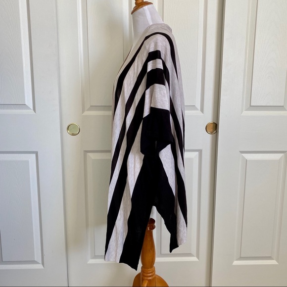 H&M‎ Black Tan Knit Striped Shawl Wrap Cardigan Size XS/S - Picture 3 of 7